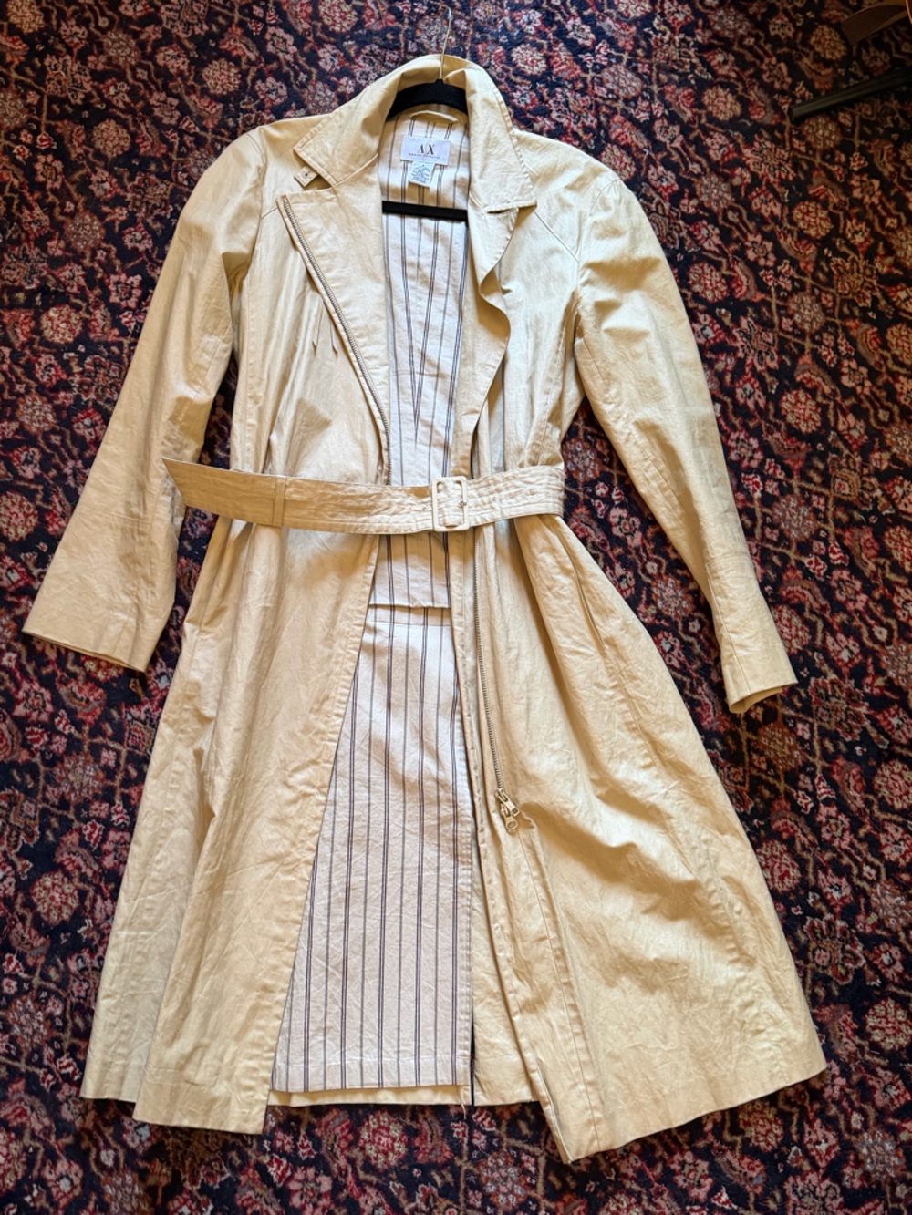 Armani Exchange Cream Trench Coat with Belt